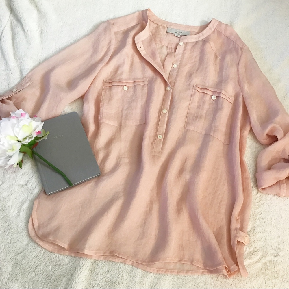LOFT sheer button blouse